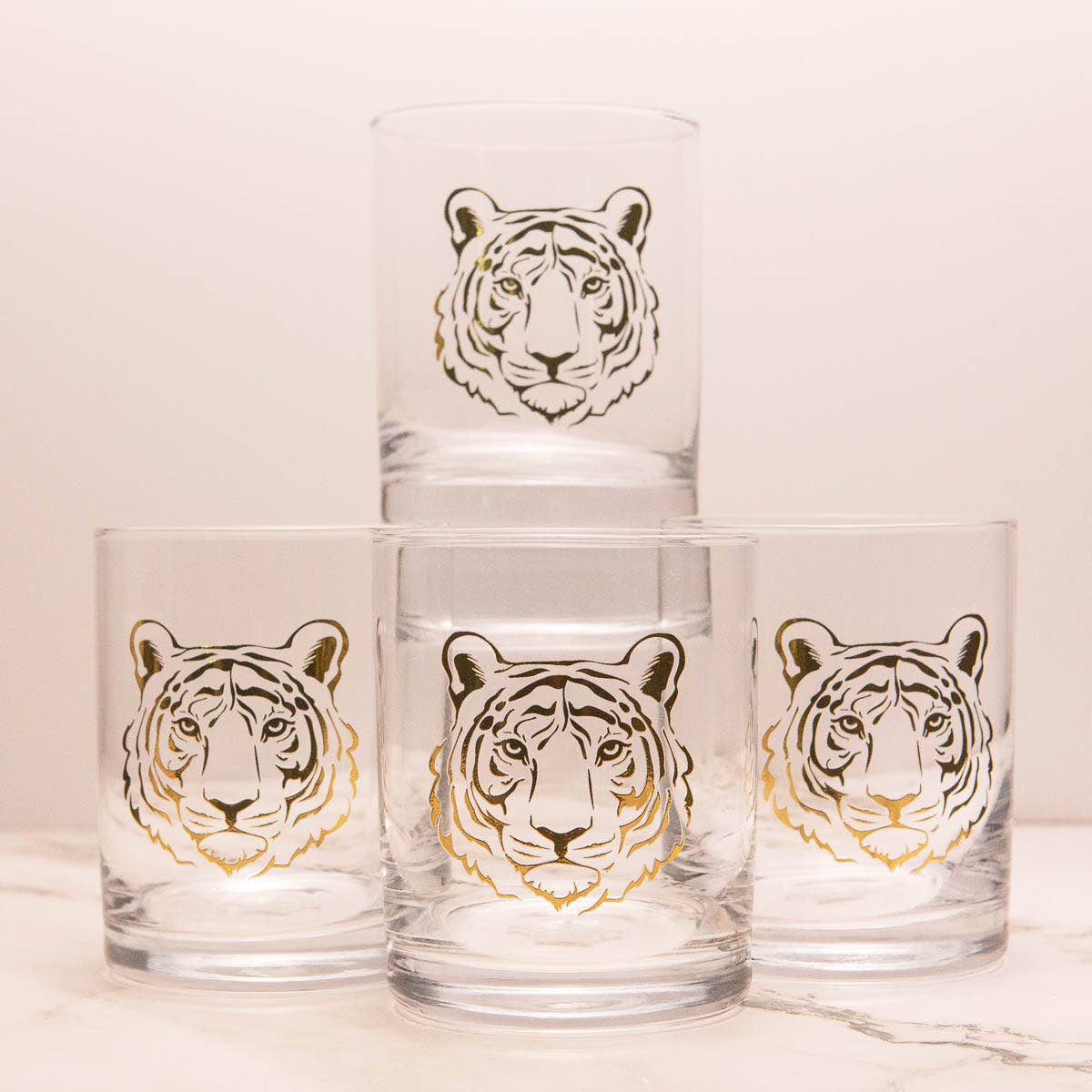 Tiger Rocks Glass Gift Set of 2       13oz