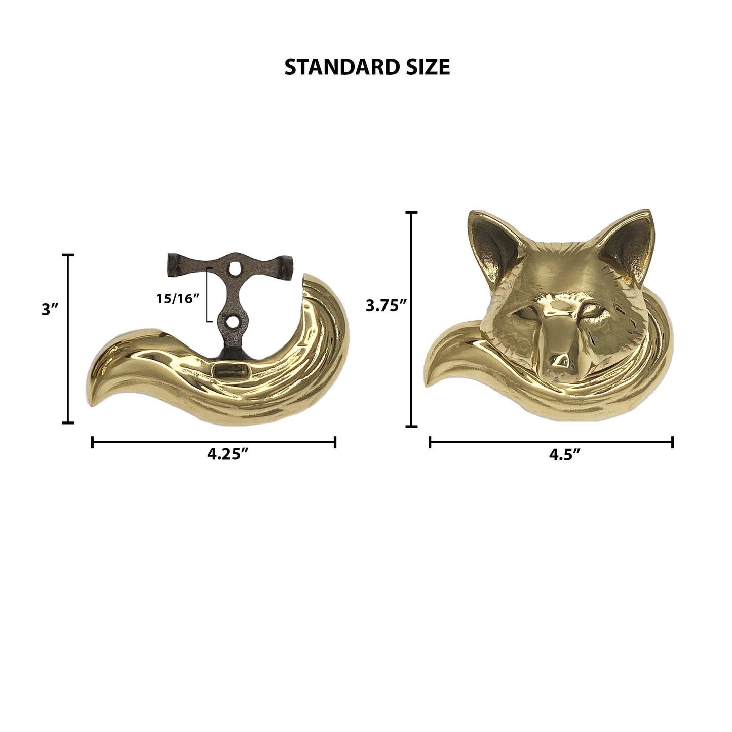 Fox Door Knocker: Brass / 3.75H x 4.5W