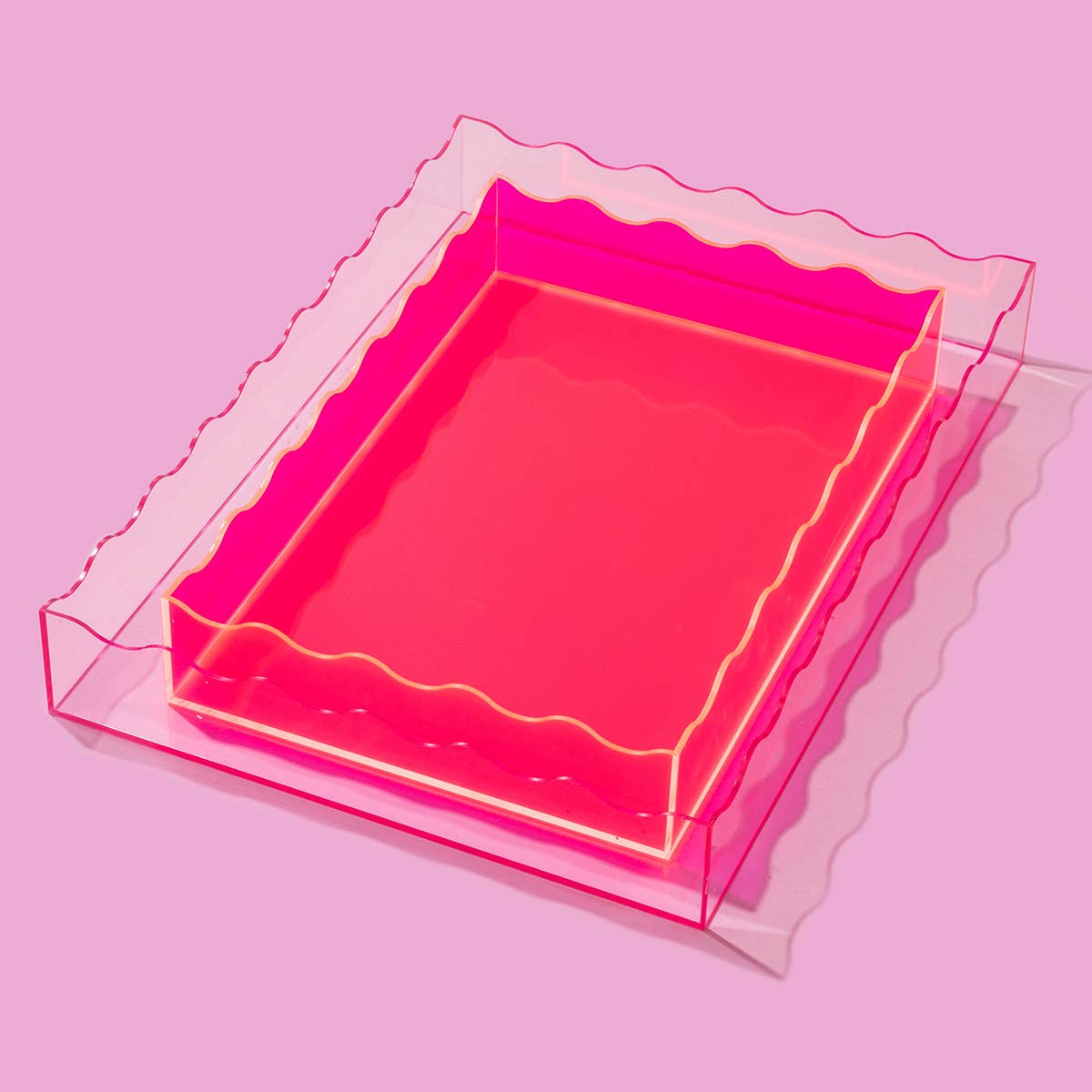 Wavy Tray - Rectangle - Medium - Hot Pink
