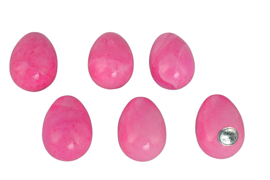 Set of 6 Pink Alabaster Stone Eggs 2.5" x 1.5"