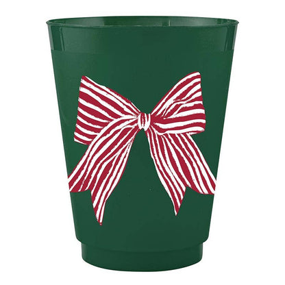 Frost Cups - Red Striped Bow - Set of 8