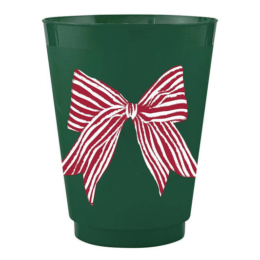 Frost Cups - Red Striped Bow - Set of 8