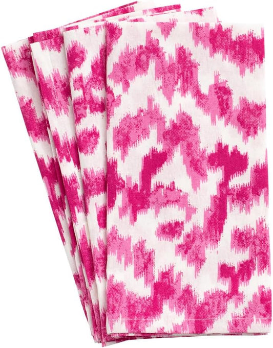 Pink and White Cloth Napkin Set of 4