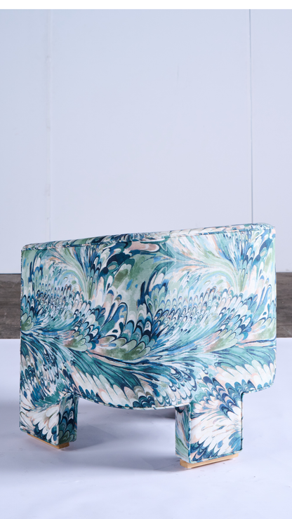 3-Leg Dining Chair - Green Marble: SOLD AS A PAIR