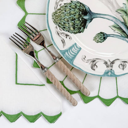 Charlotte Green Embroidered Scalloped Placemat (set of 4)