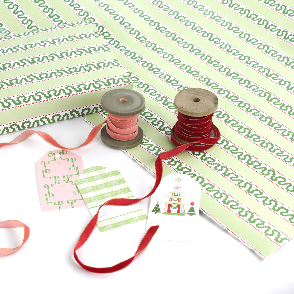 Green Stripe Gift Wrapping Paper | Holiday Gift Wrap