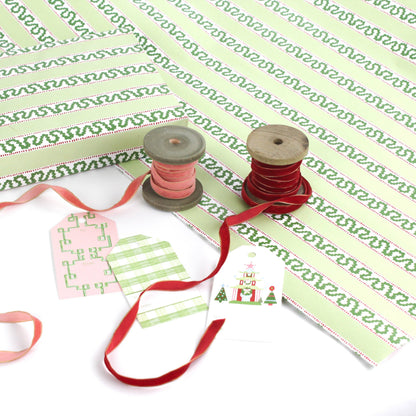 Green Stripe Gift Wrapping Paper | Holiday Gift Wrap