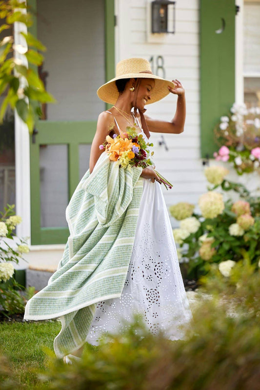 Market Stripe Ocean Fog Blanket: Original