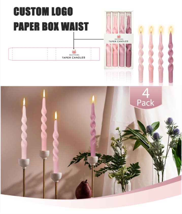Model #1 Handmade Home Decor Spiral Tapered Candles: Green / 2pcs