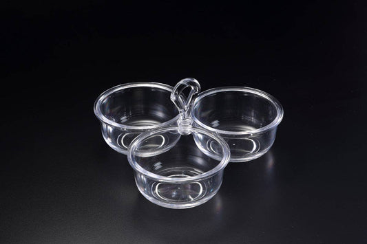 3-Bowl Acrylic Condiment Caddy W/Handle