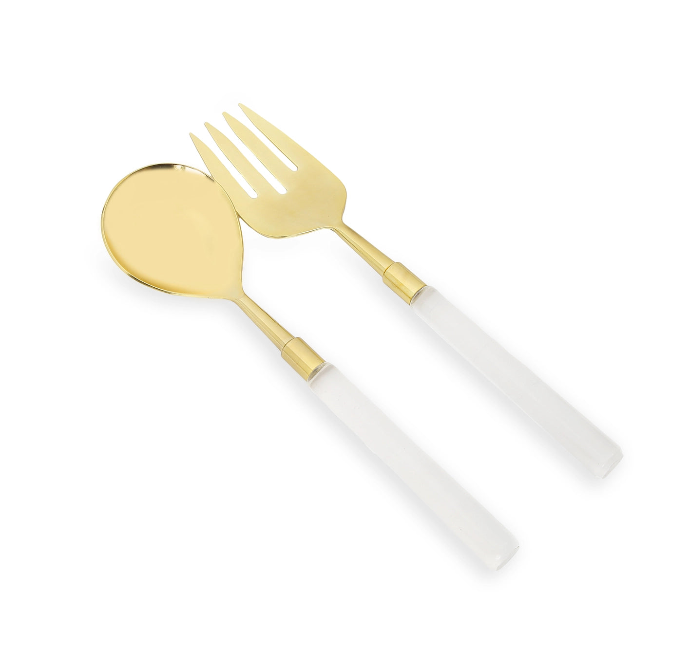 Set of 2 Gold Salad Servers with Acrylic Handles