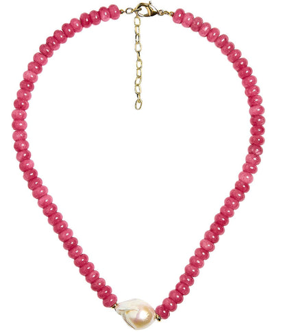 Susie- Quartz Beaded Necklace with freshwater Pearl - WS: Light Blue