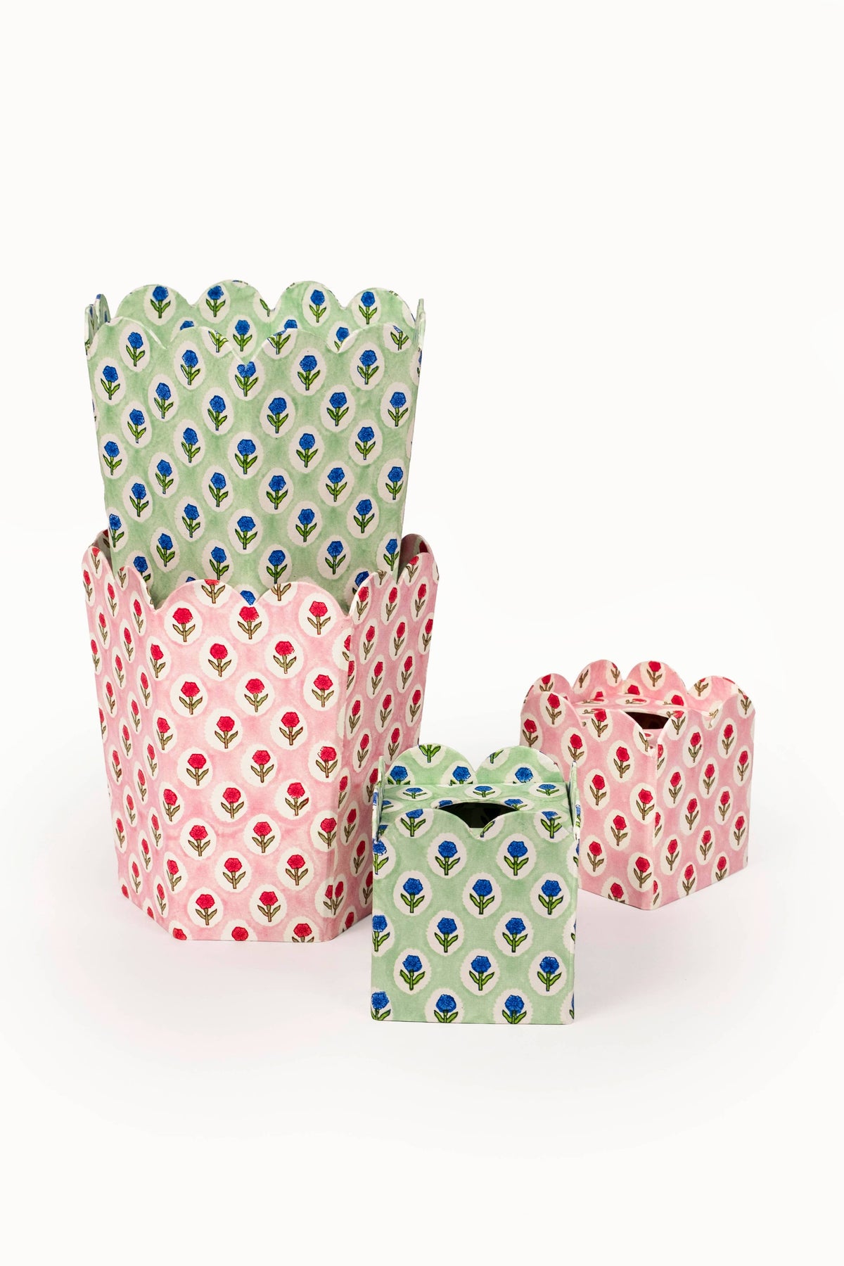 Green Block Wastebasket