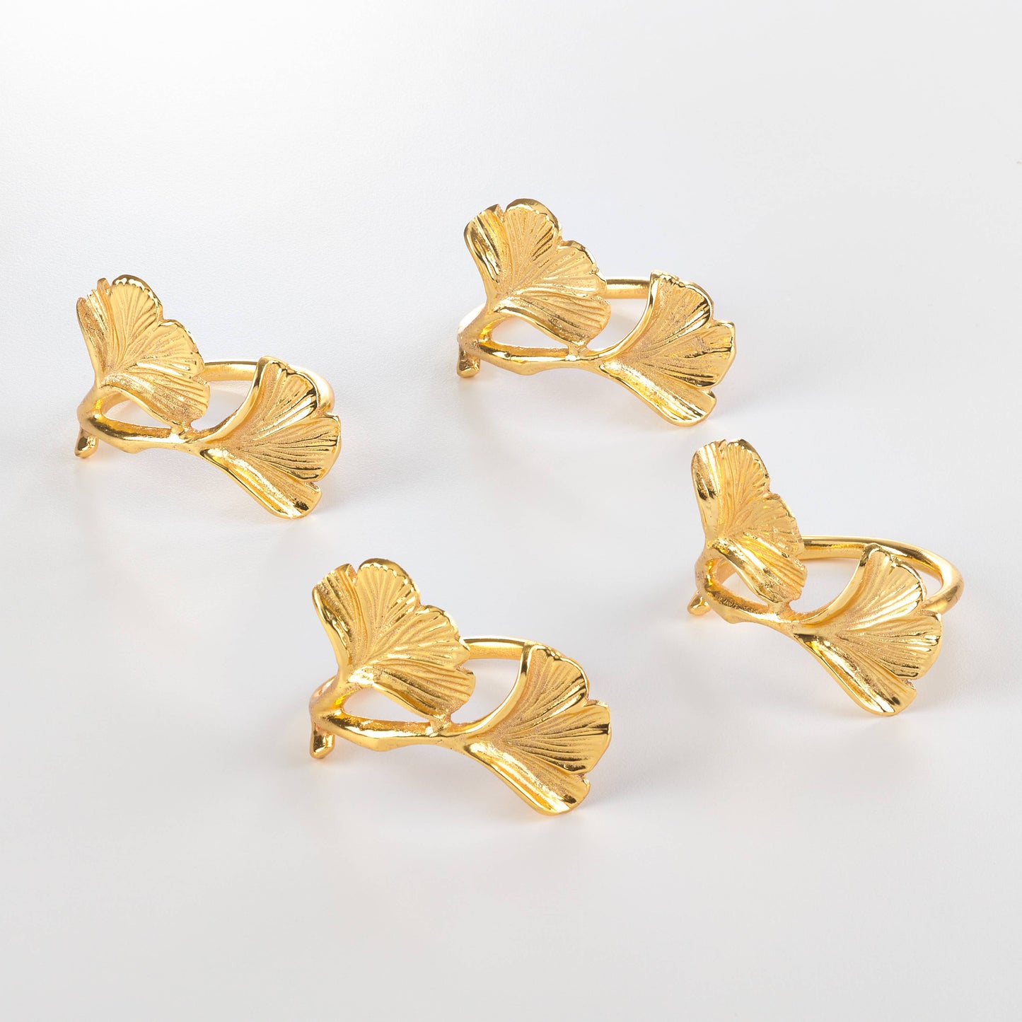 Gingko Napkin Ring: Gold Set of 4
