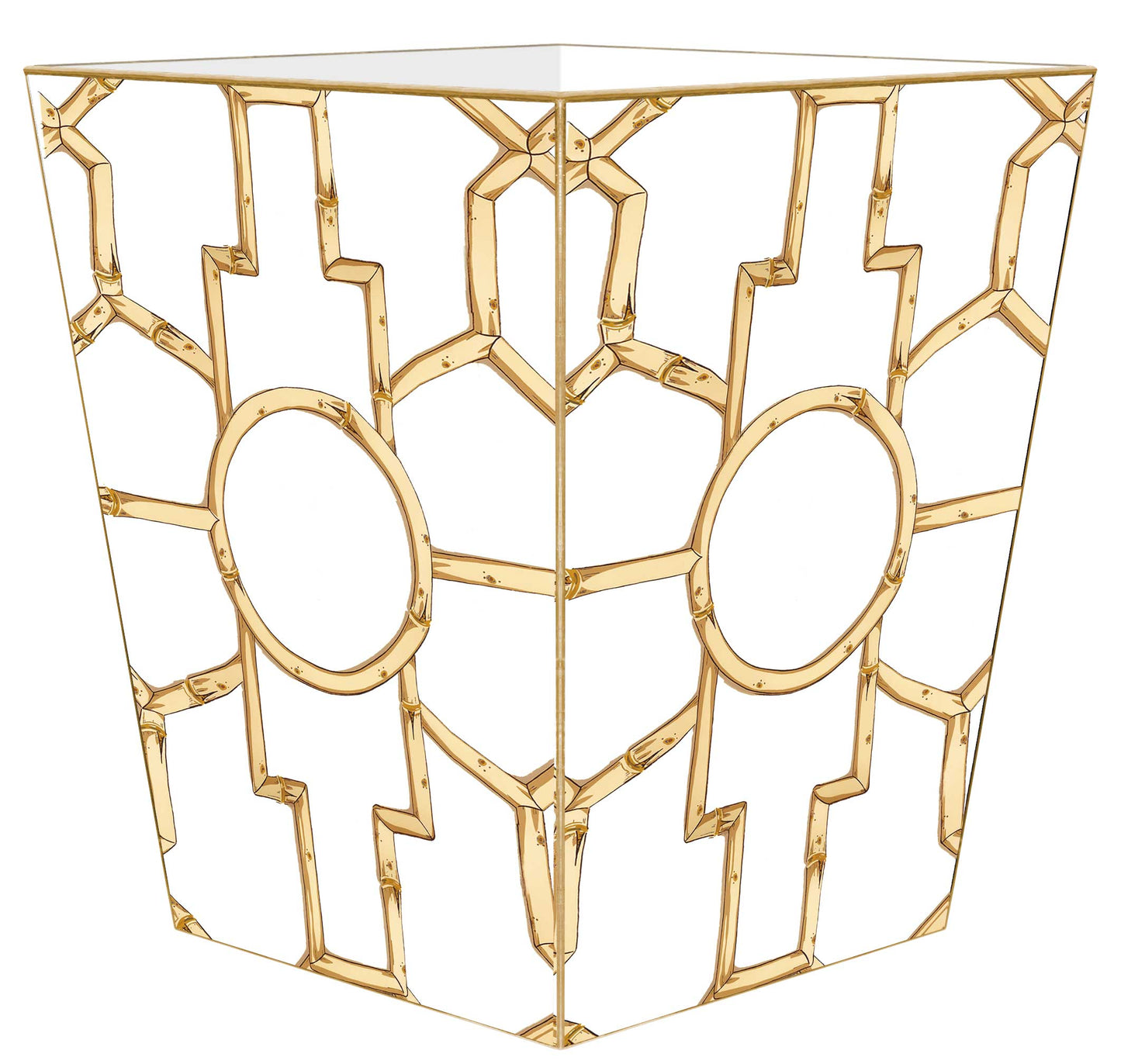 WB8627-Bamboo on White: Wood Scalloped Top