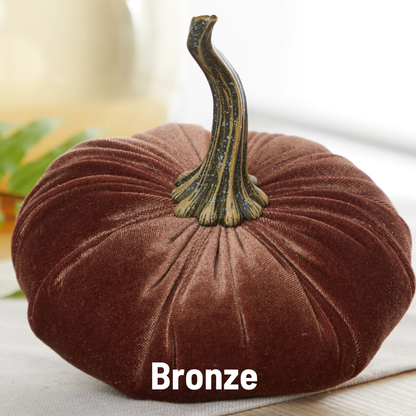 Pumpkin Large Velvet, Fall Mantel Decor, Halloween Table: Bronze