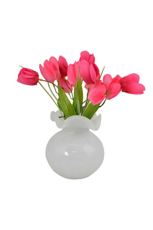 WHITE GLASS VASE
