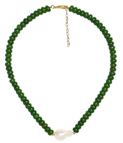 Susie- Quartz Beaded Necklace with freshwater Pearl - WS: Light Blue