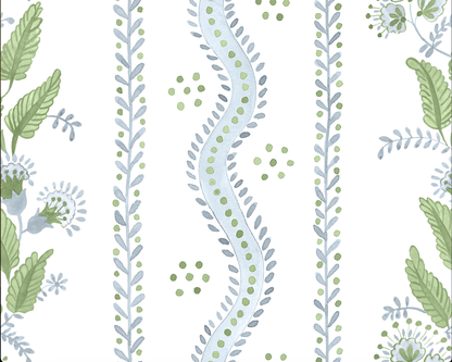 Emma Stripe Enameled Tissue Box Cover - Blue & Green