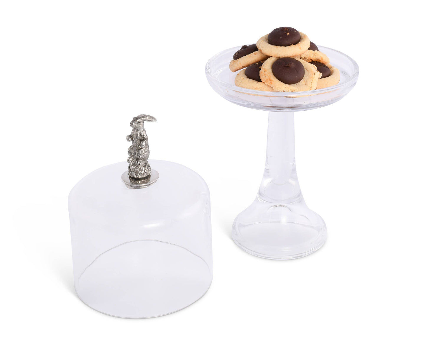 Bunny Glass Covered Cake / Dessert Stand: Short - 11.5" H x 6" D