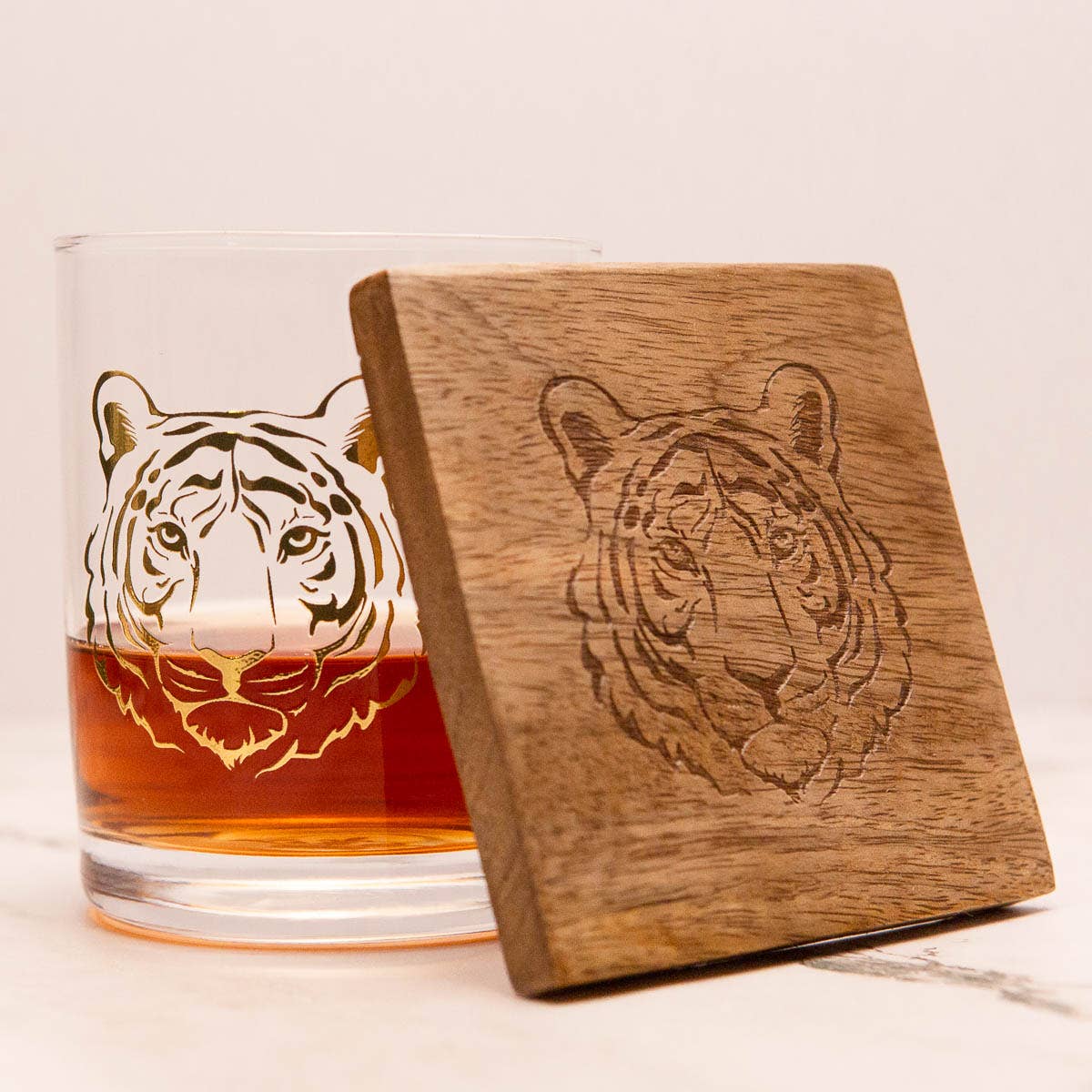 Tiger Rocks Glass Gift Set of 2       13oz