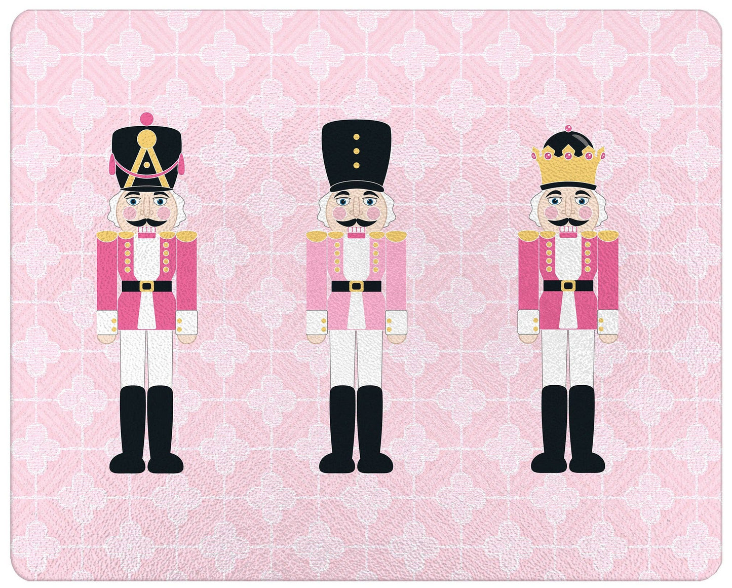 Pink Nutcracker Glass Cutting Board: Small Rectangular 8" by 11"