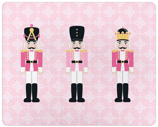 Pink Nutcracker Glass Cutting Board: Small Rectangular 8" by 11"