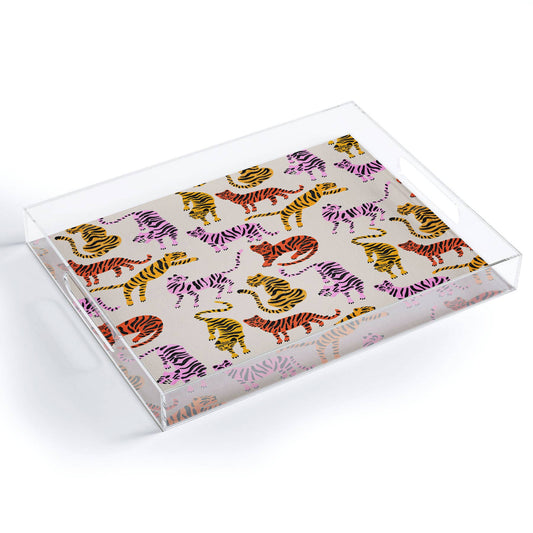 Cat Coquillette Tiger Collection Pink Yellow Acrylic Tray