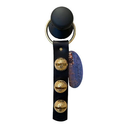 Traditional Strap Bells -  #2 Size Bells - 3 Bells on Strap: Green / Brass