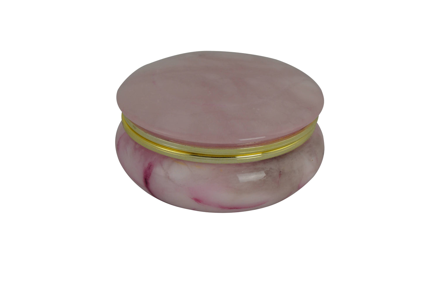 4" PINK ALABASTER TRINKET BOX