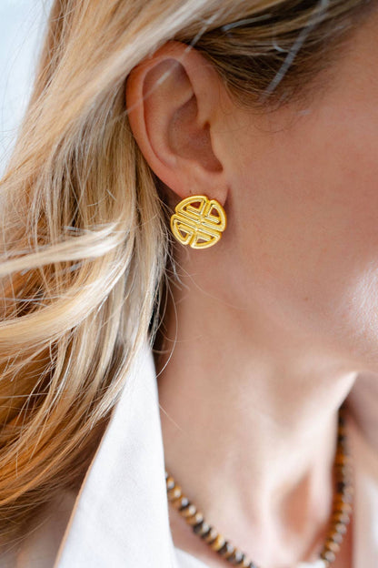 Greek Gold Key Earrings
