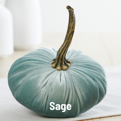 Pumpkin Small Velvet, Valentine's mantel, Autumn table, Gift: Sage