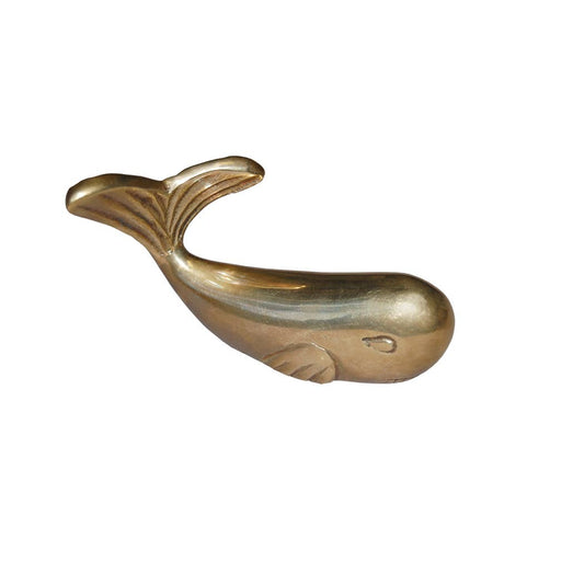 Antiqued Brass Whale Nautical Paperweight