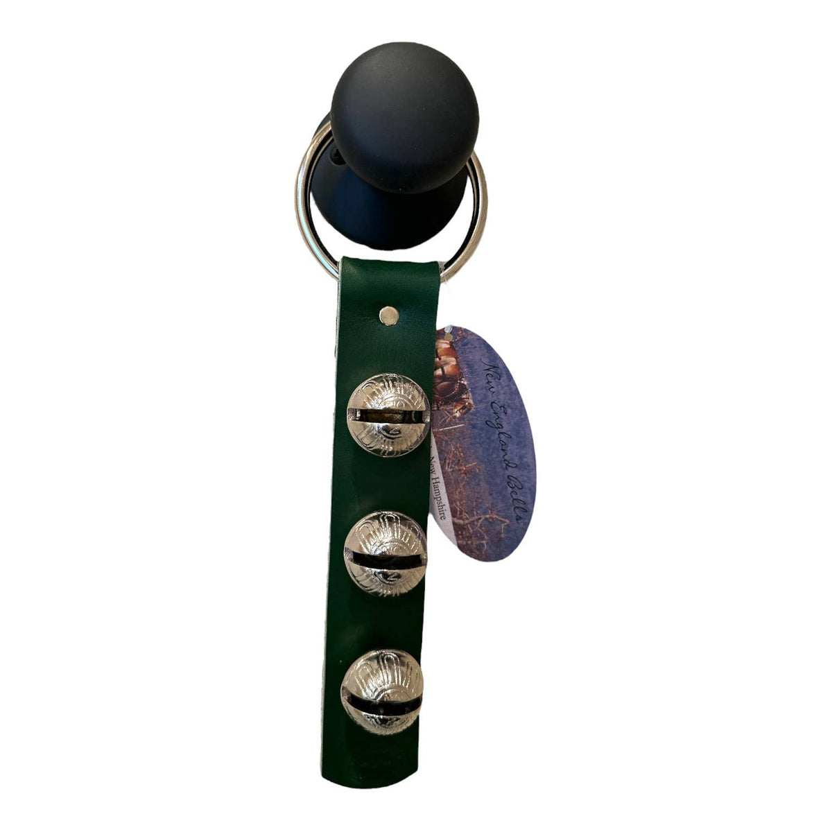Traditional Strap Bells -  #2 Size Bells - 3 Bells on Strap: Green / Brass