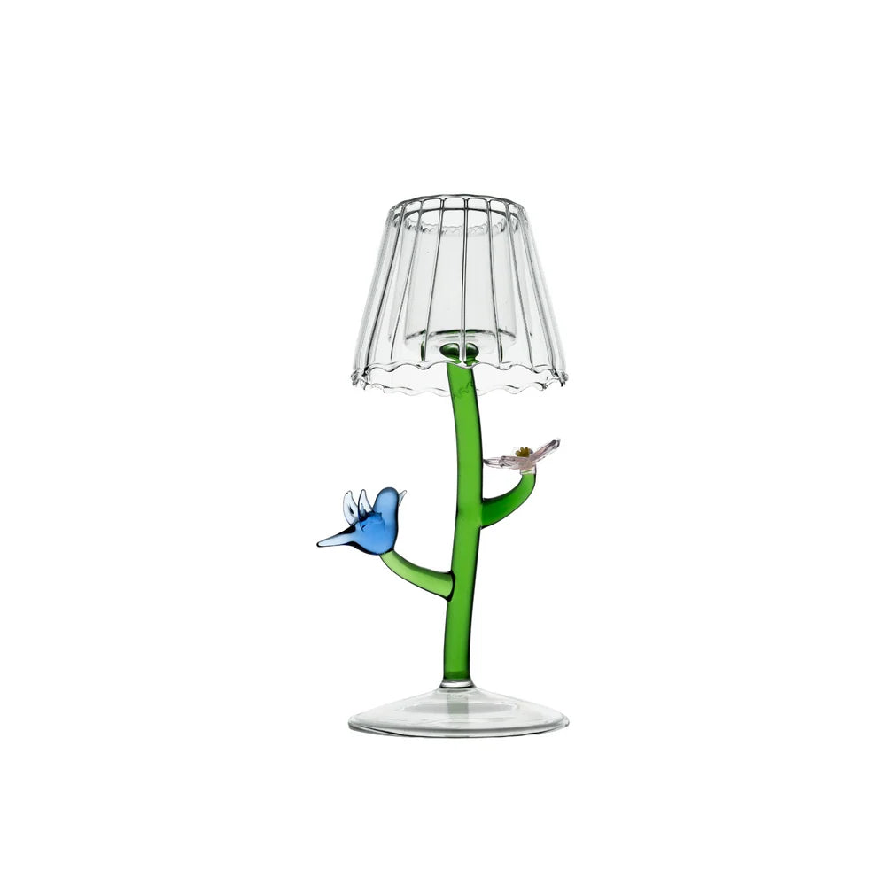 Firefly Tealight with Pink Flower and Blue Bird