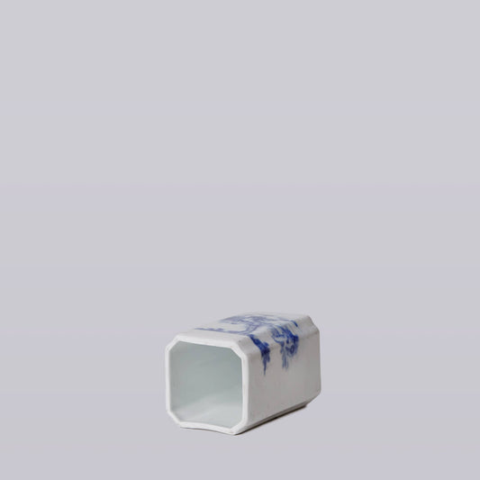 1920s Blue and White Porcelain Tiger Square Vase