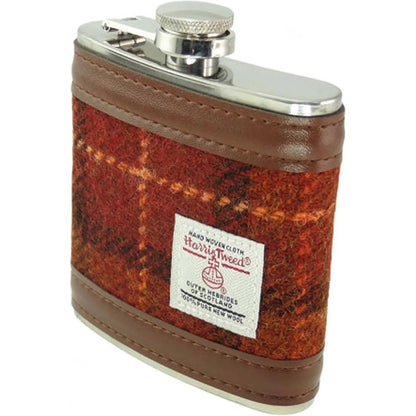 Harris Tweed 6oz Hip Flask - Multi Tartan Variations: MacLeod Tartan