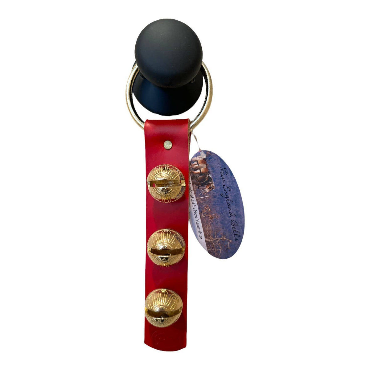 Traditional Strap Bells -  #2 Size Bells - 3 Bells on Strap: Green / Brass