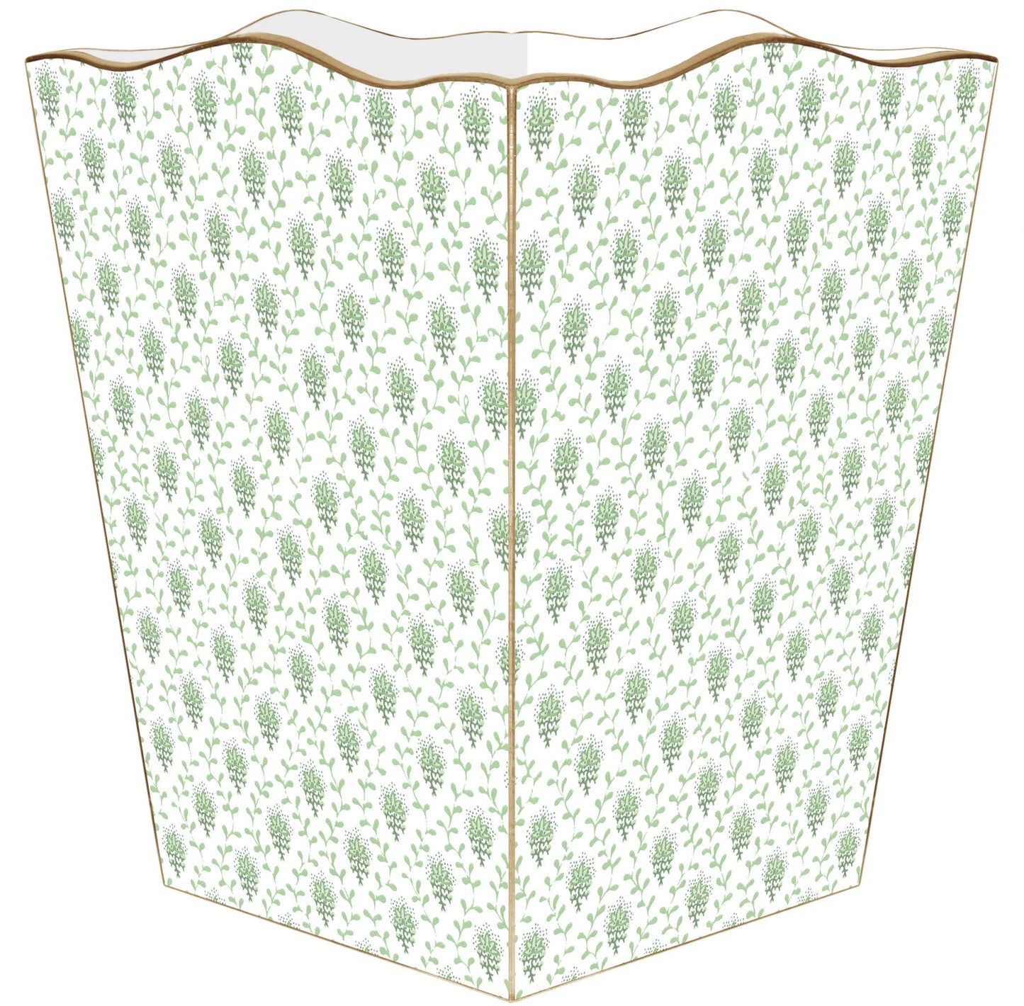 Sage Provincial Wastepaper Basket: Scalloped Top