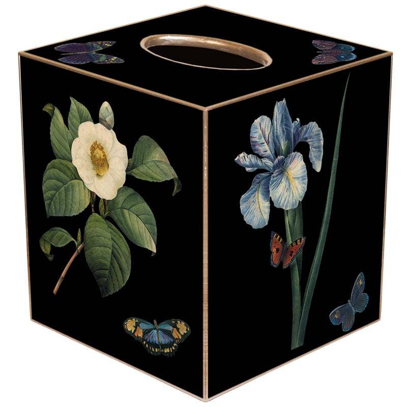 Black Floral Tissue Box