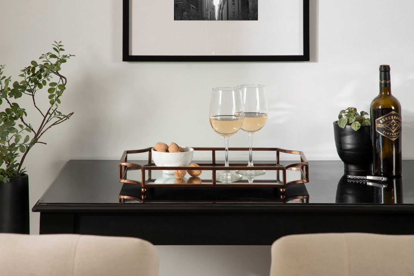 Gold Mirrored Scalloped Decorative Tray