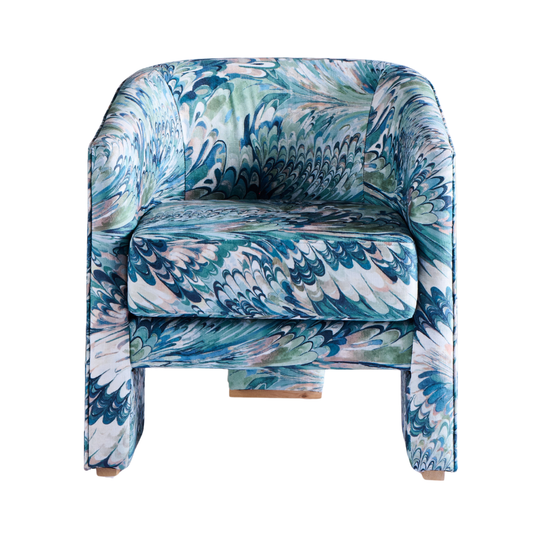 3-Leg Dining Chair - Green Marble: SOLD AS A PAIR