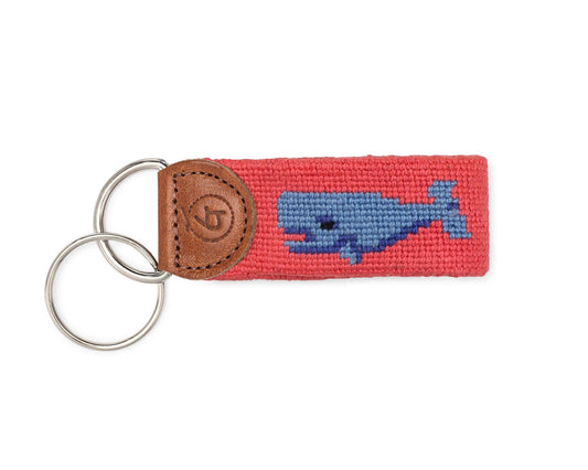 Whale Needlepoint Keychain