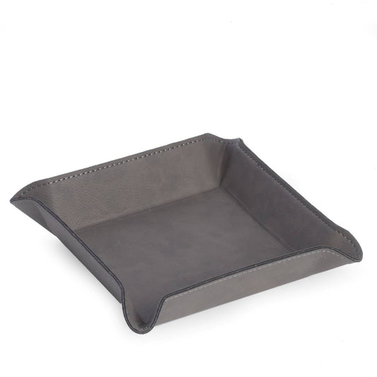 Square Leatherette Valet: Gray