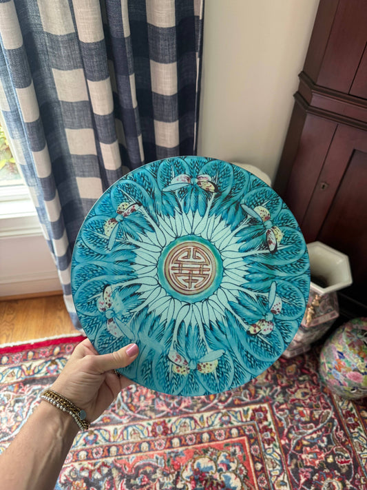 Grandmillennial China Plate Cutting Board: Bok Choy