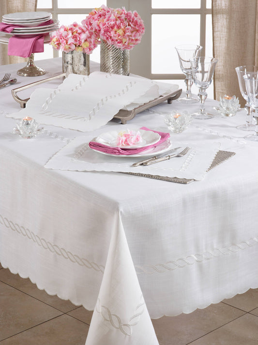Braided Embroidery Runner: White / 16"x108"