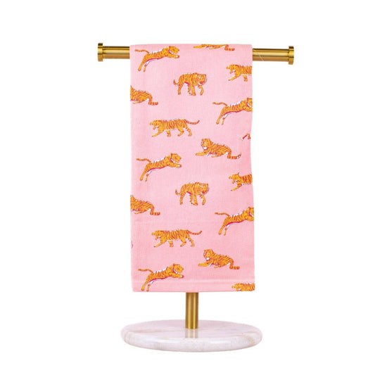 Tiger Walk Hand Towel   Pink/Orange