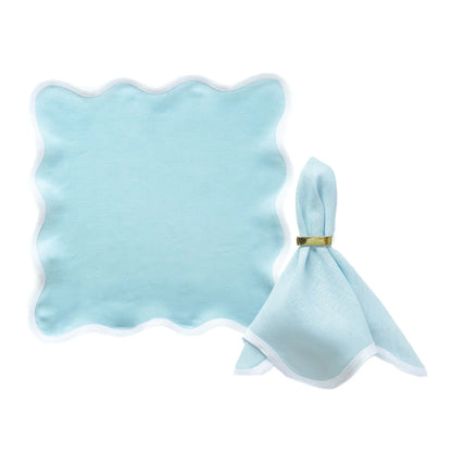 Linen Scalloped Square Sky Blue