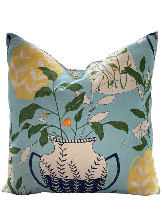 Clementine Floral Throw Pillow with Feather Insert       