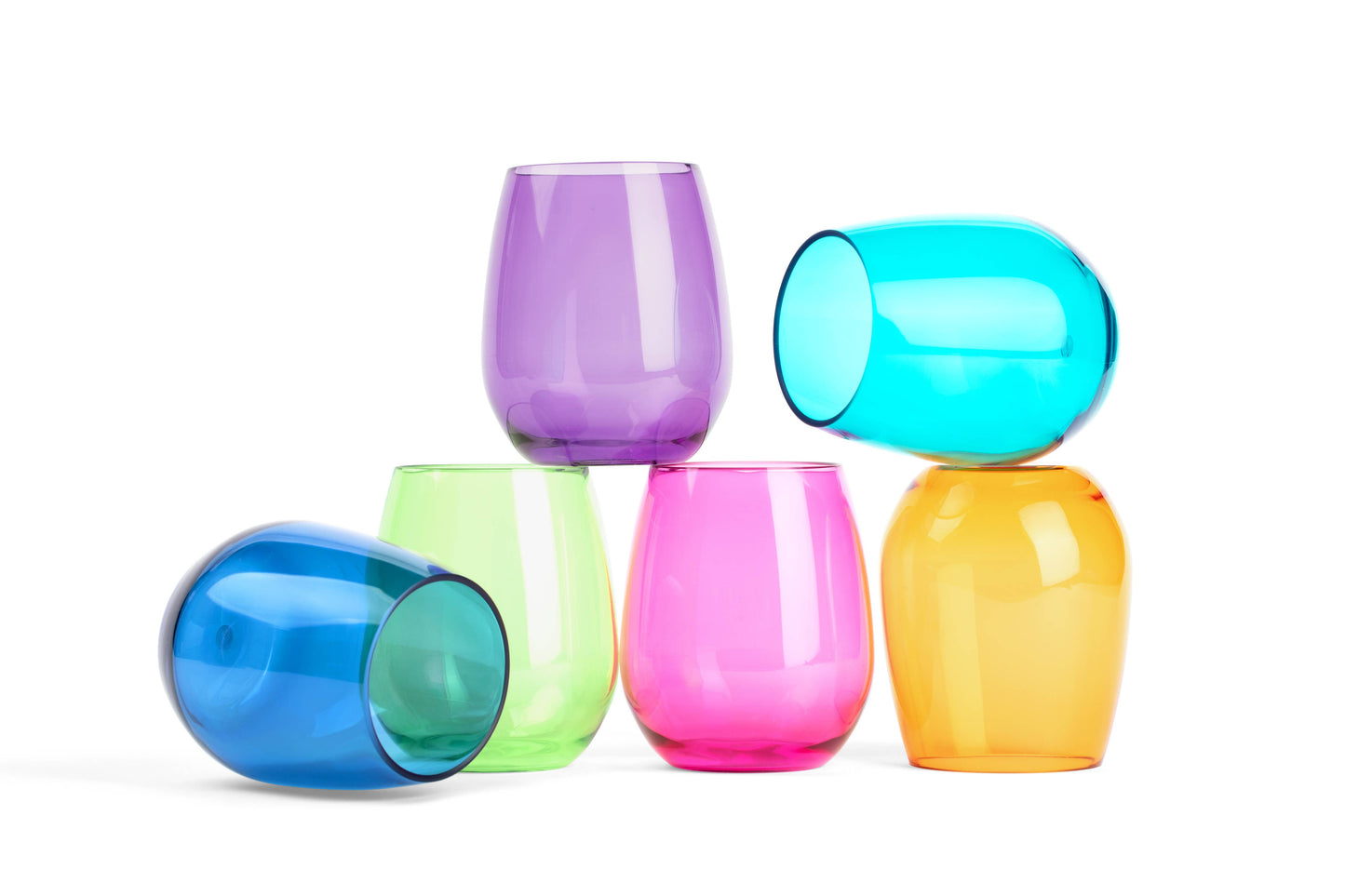 Acrylic Stemless Wine Glasses-Jewel Colors